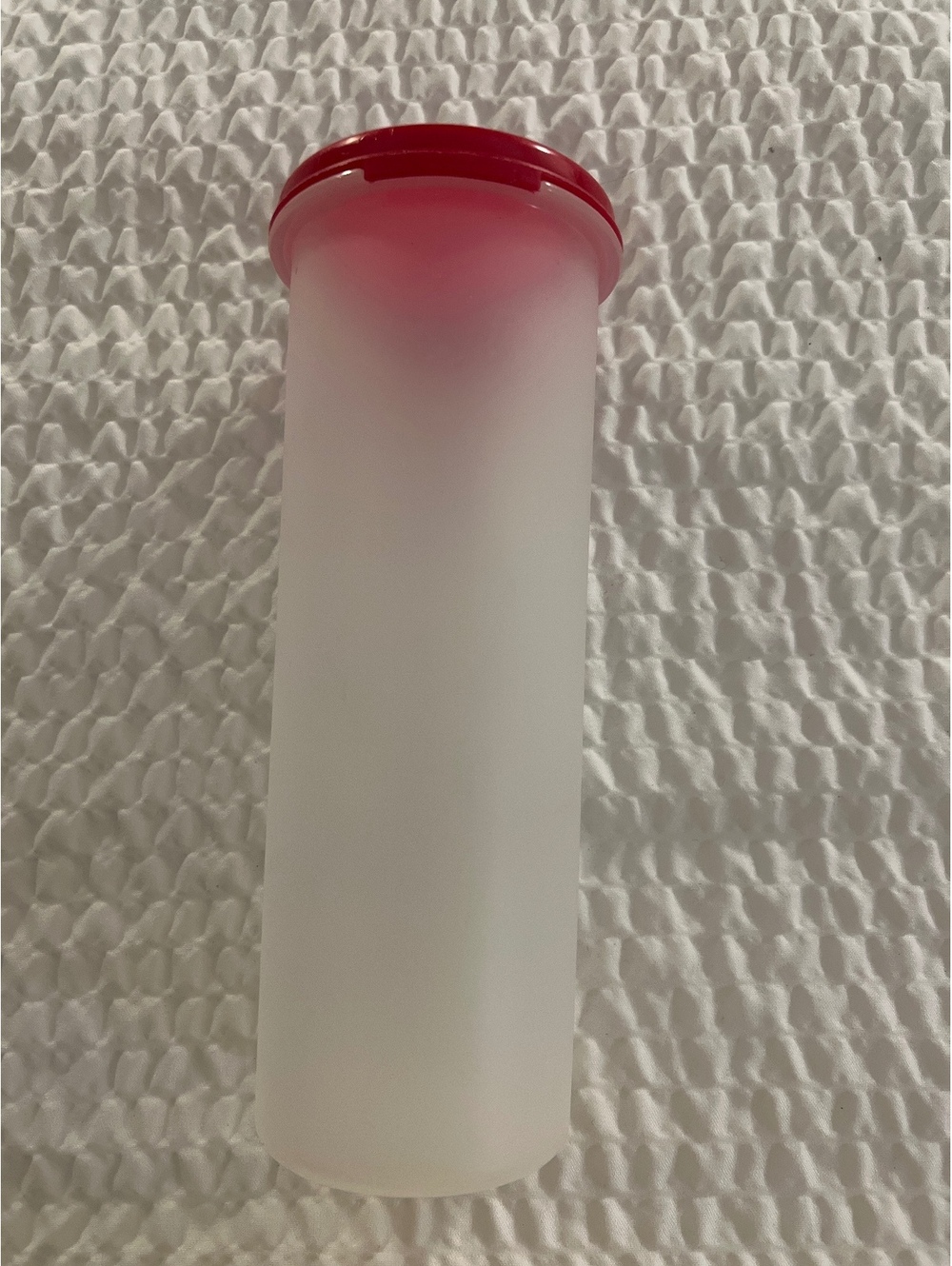 Tupperware Tall Frosted Container with Red Lid